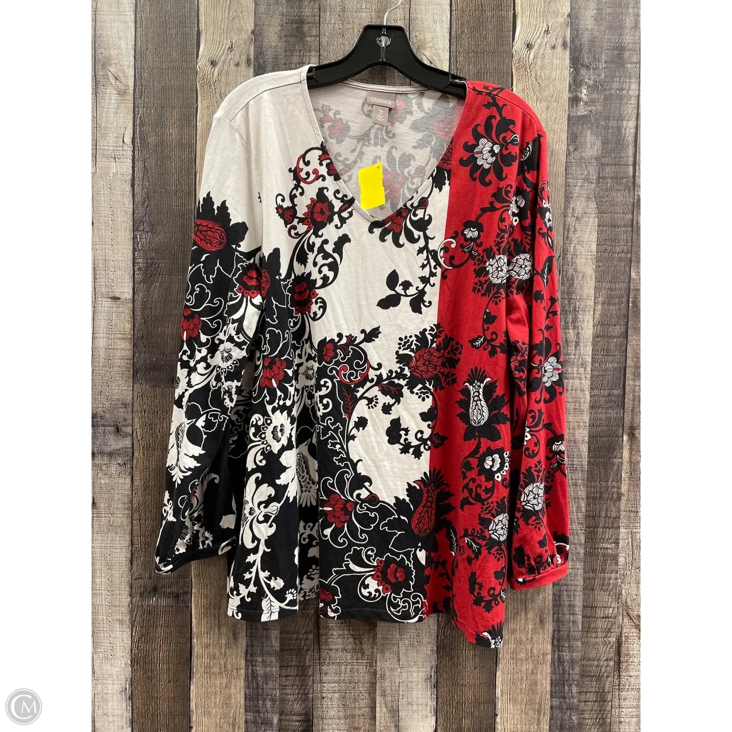 Top Long Sleeve By Chicos In Multi-colored, Size: Xl