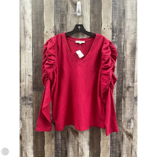 Top Long Sleeve By Loft In Red, Size: Xl