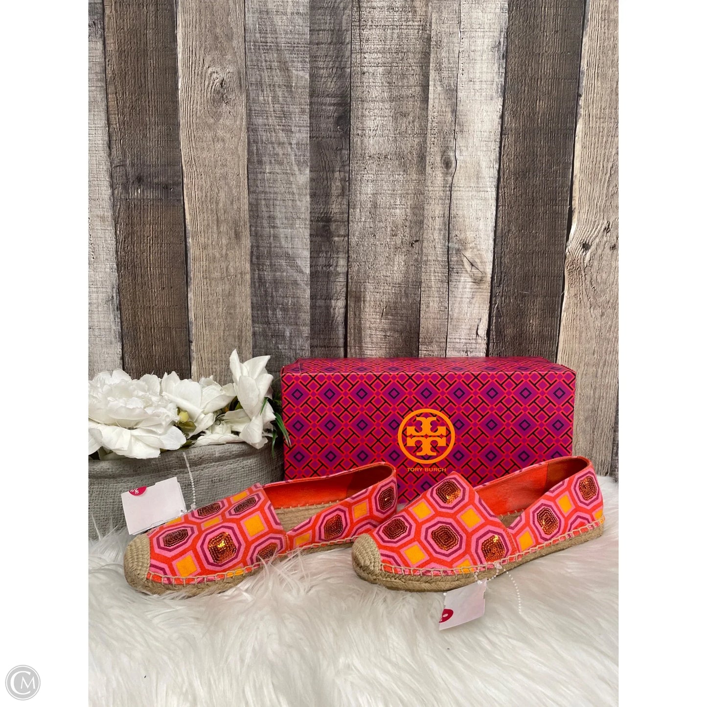 Sandals Designer By Tory Burch In Orange & Pink, Size: 7