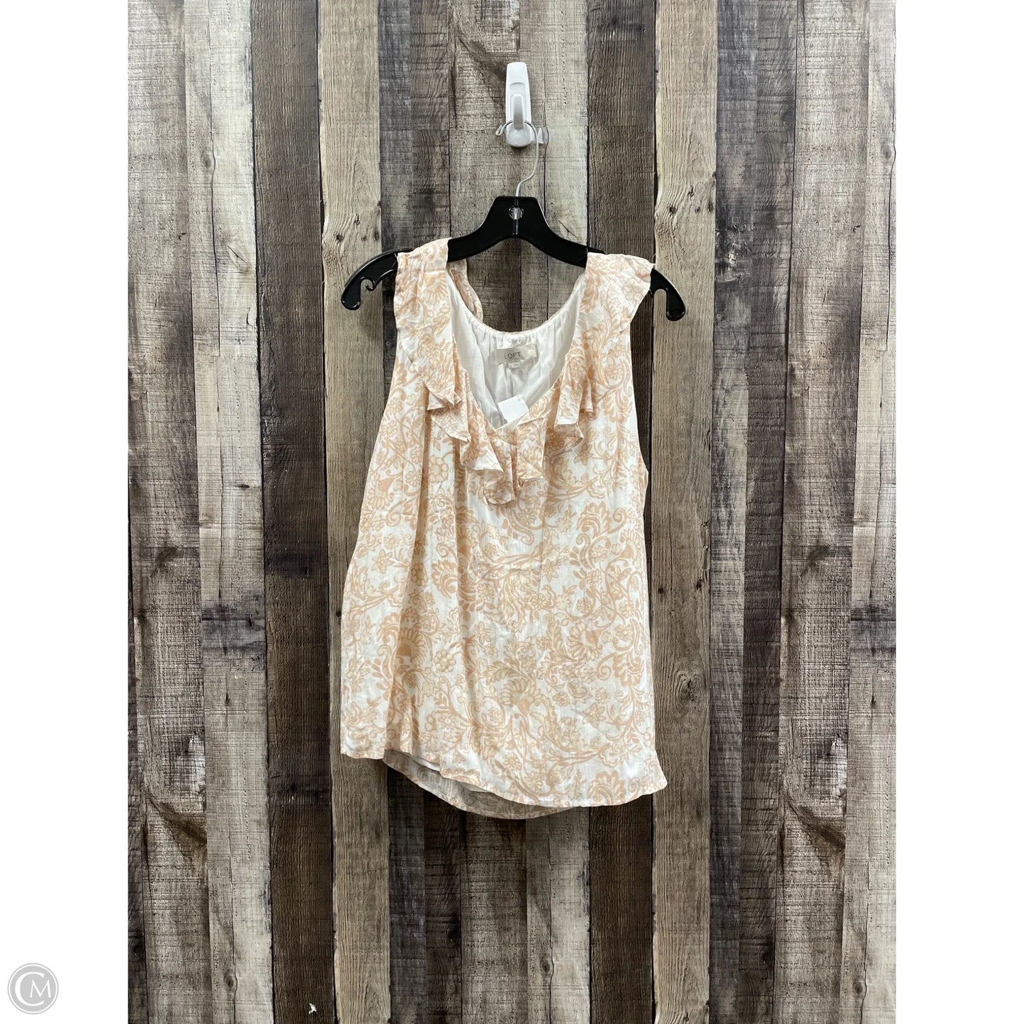 Top Sleeveless By Loft In Gold & White, Size: L