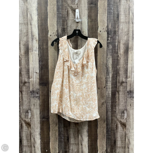 Top Sleeveless By Loft In Gold & White, Size: L