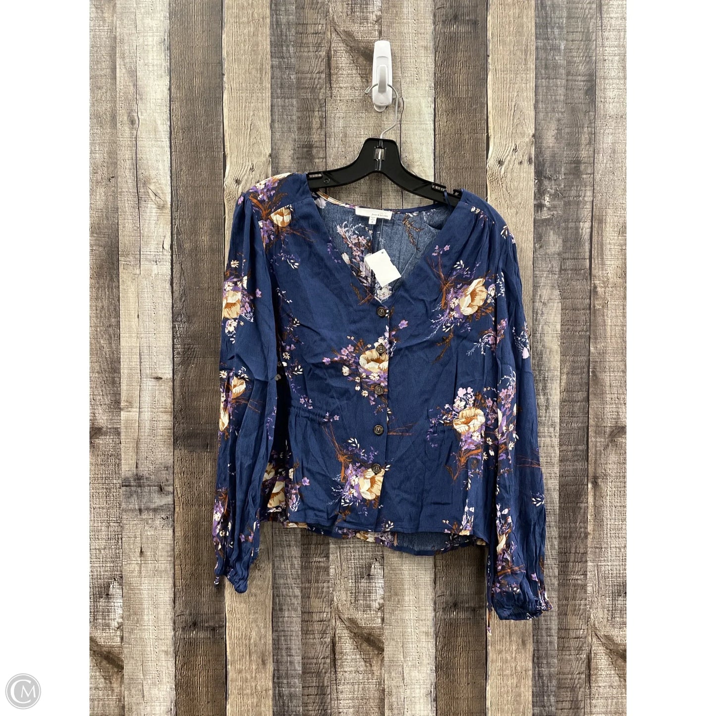 Top Long Sleeve By Cme In Blue, Size: S
