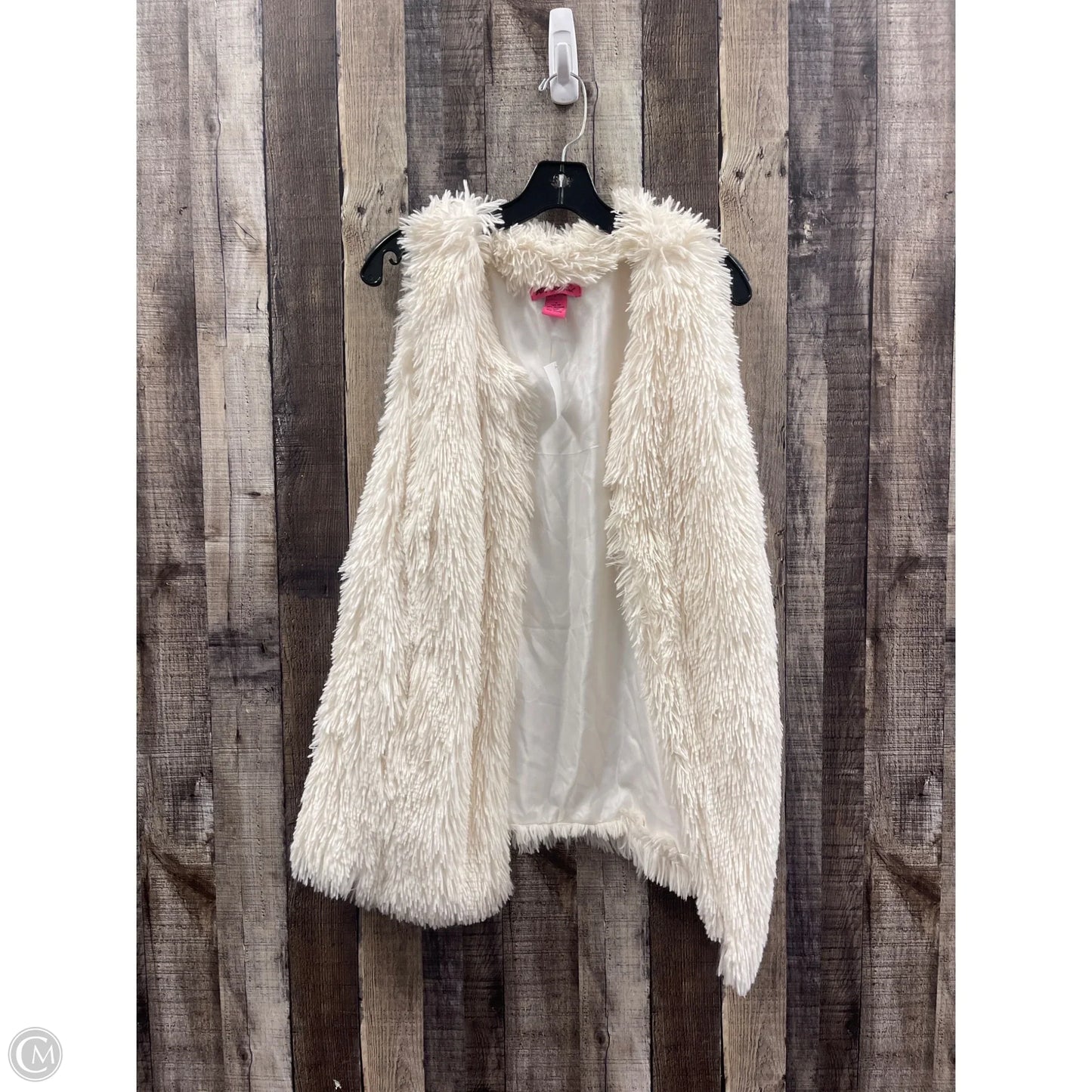 Vest Faux Fur & Sherpa By Betsey Johnson In Cream, Size: M