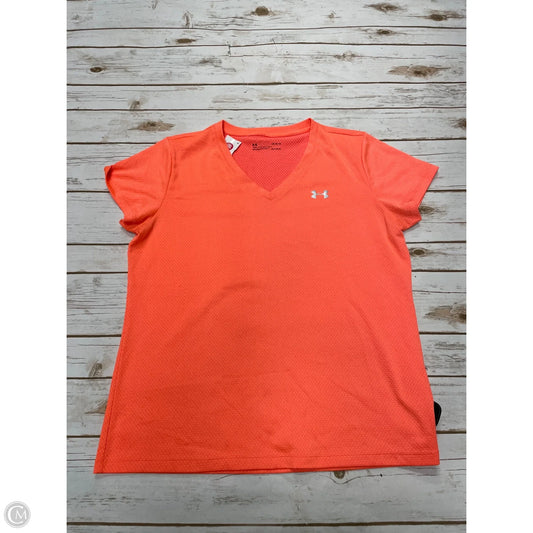 Athletic Top Short Sleeve By Under Armour In Orange, Size: L