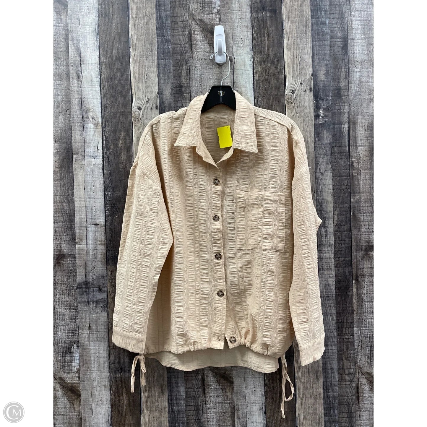 Top Long Sleeve By Emery Rose In Tan, Size: S