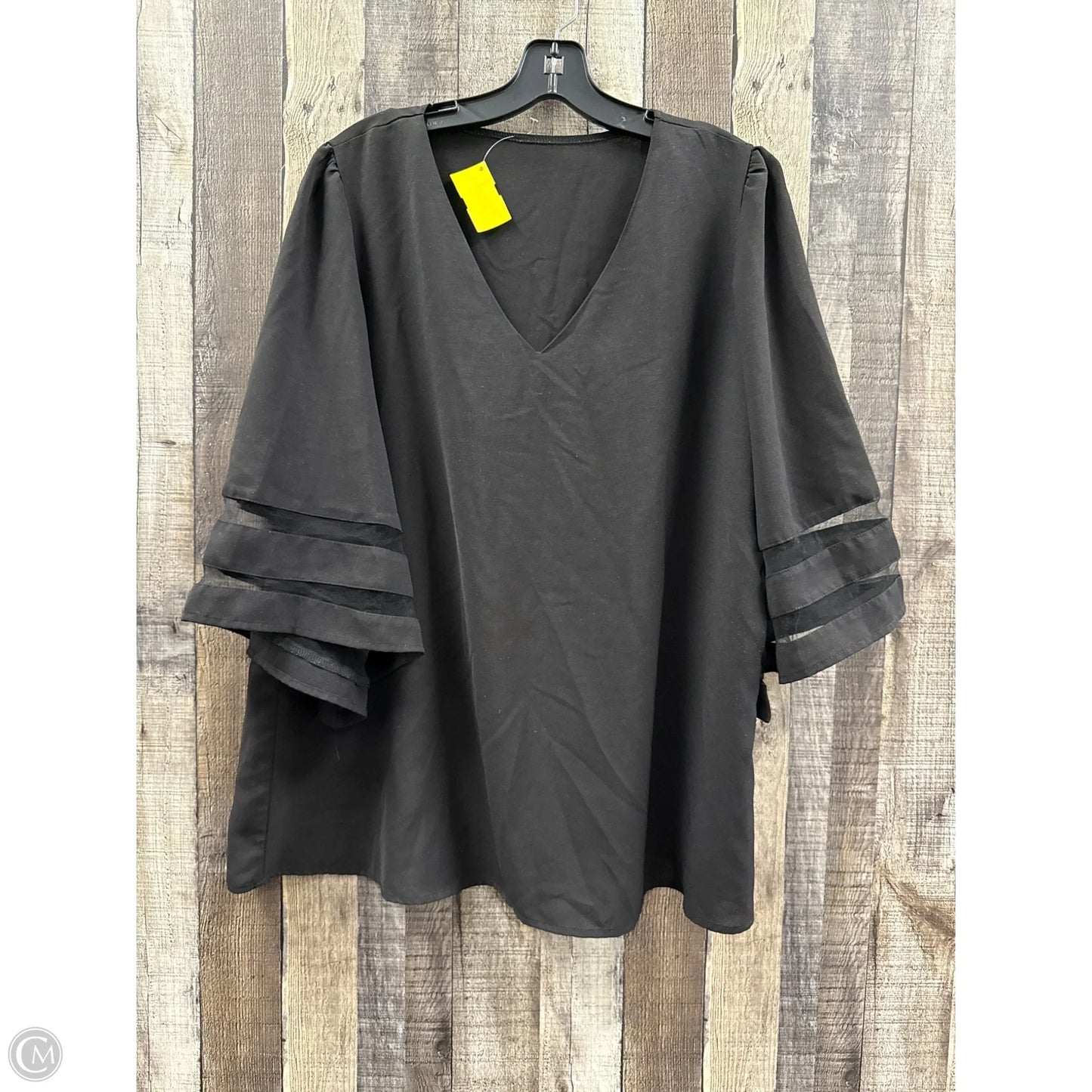 Top 3/4 Sleeve By Cmf In Black, Size: 2x