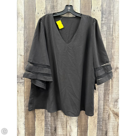 Top 3/4 Sleeve By Cmf In Black, Size: 2x