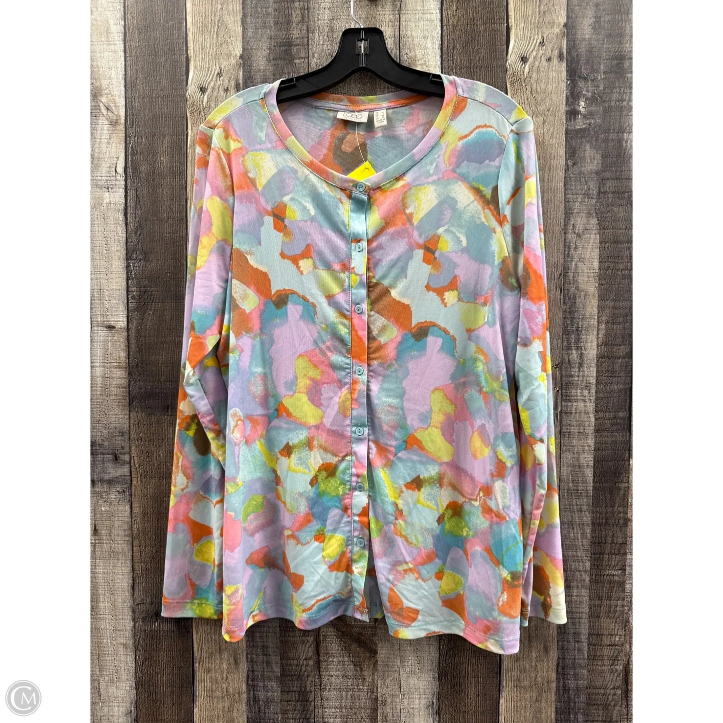 Top Long Sleeve By Logo In Multi-colored, Size: L
