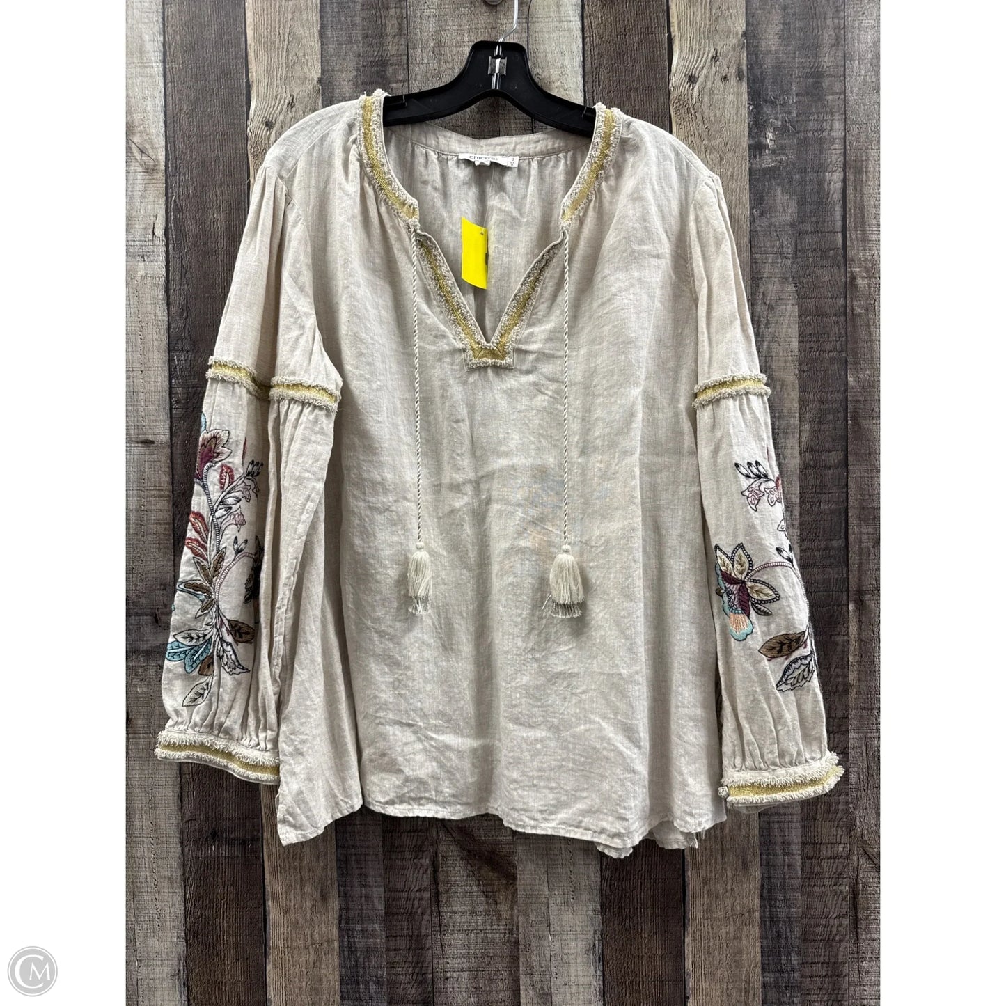 Top Long Sleeve By Chicos In Multi-colored, Size: Xl