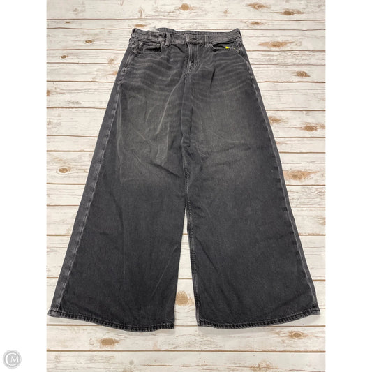 Jeans Wide Leg By American Eagle In Black Denim, Size: 10