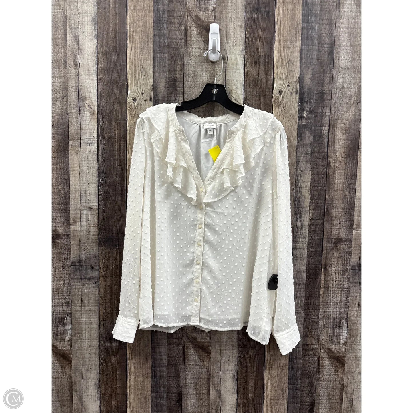 Top Long Sleeve By J. Crew In White, Size: Xl