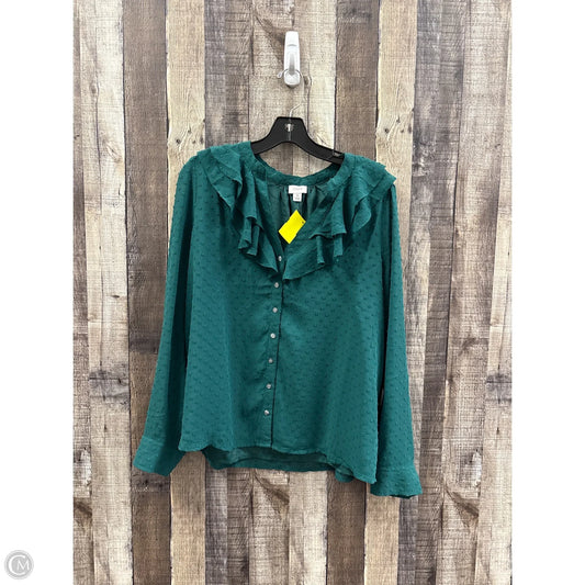 Top Long Sleeve By J. Crew In Green, Size: Xl