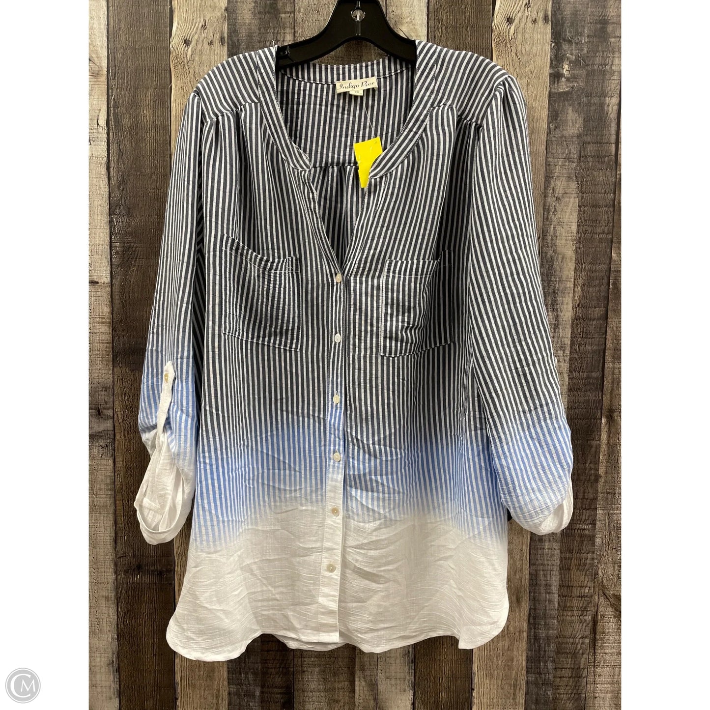 Top Long Sleeve By Indigo Rose In Blue, Size: 2x