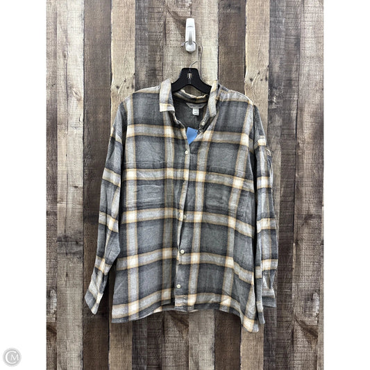 Top Long Sleeve By Old Navy In Plaid Pattern, Size: Xxl