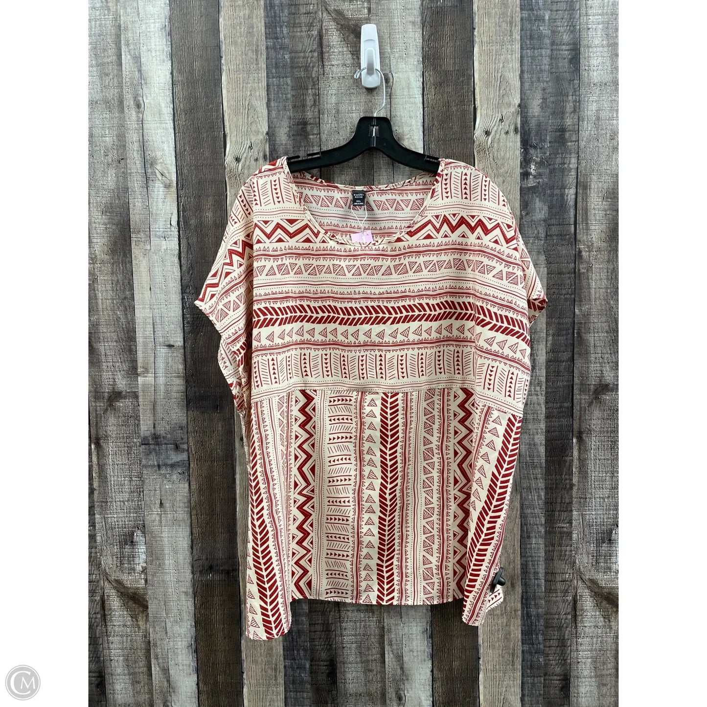 Top Short Sleeve By Cme In Cream & Red, Size: 3x