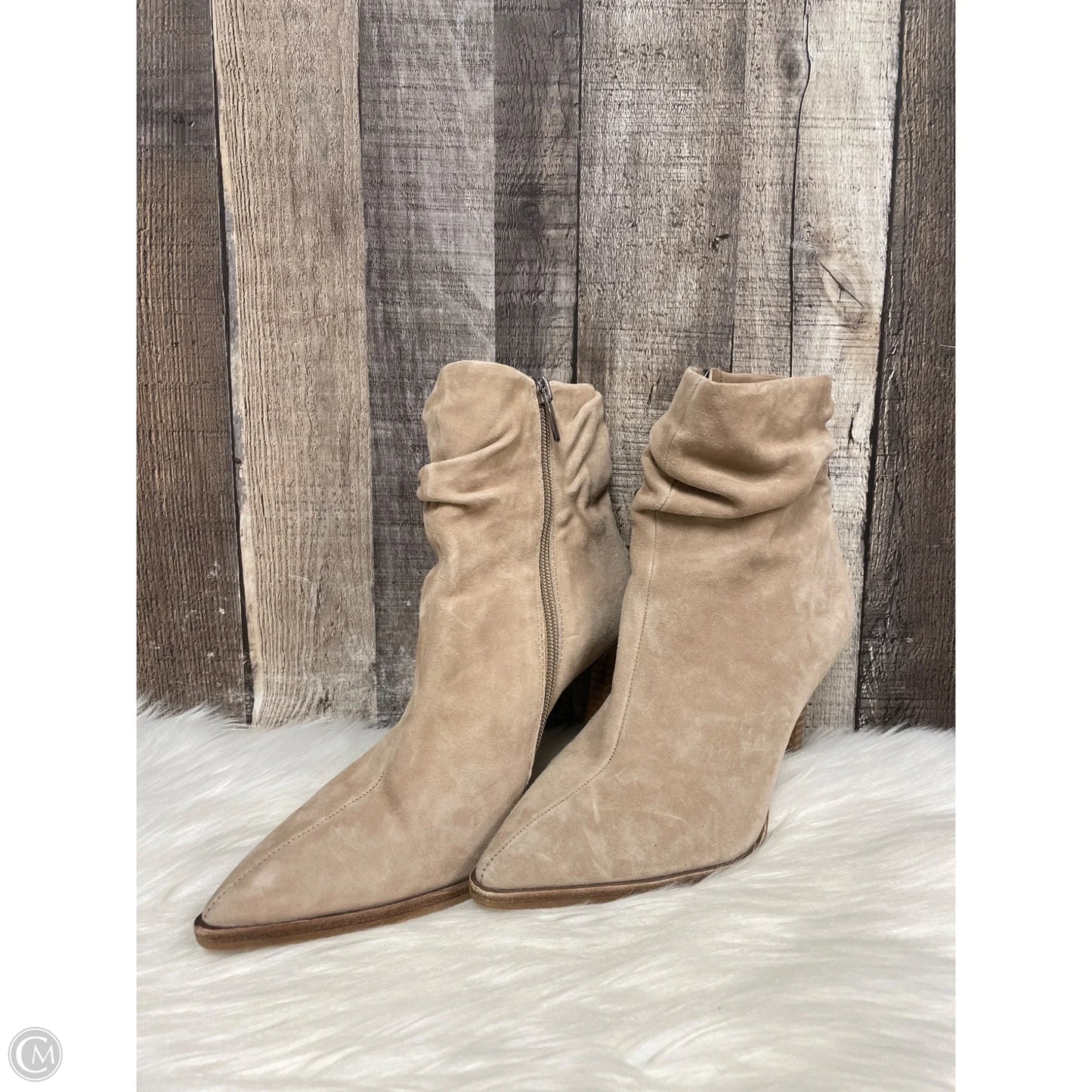 Boots Ankle Heels By Vince Camuto In Beige, Size: 8