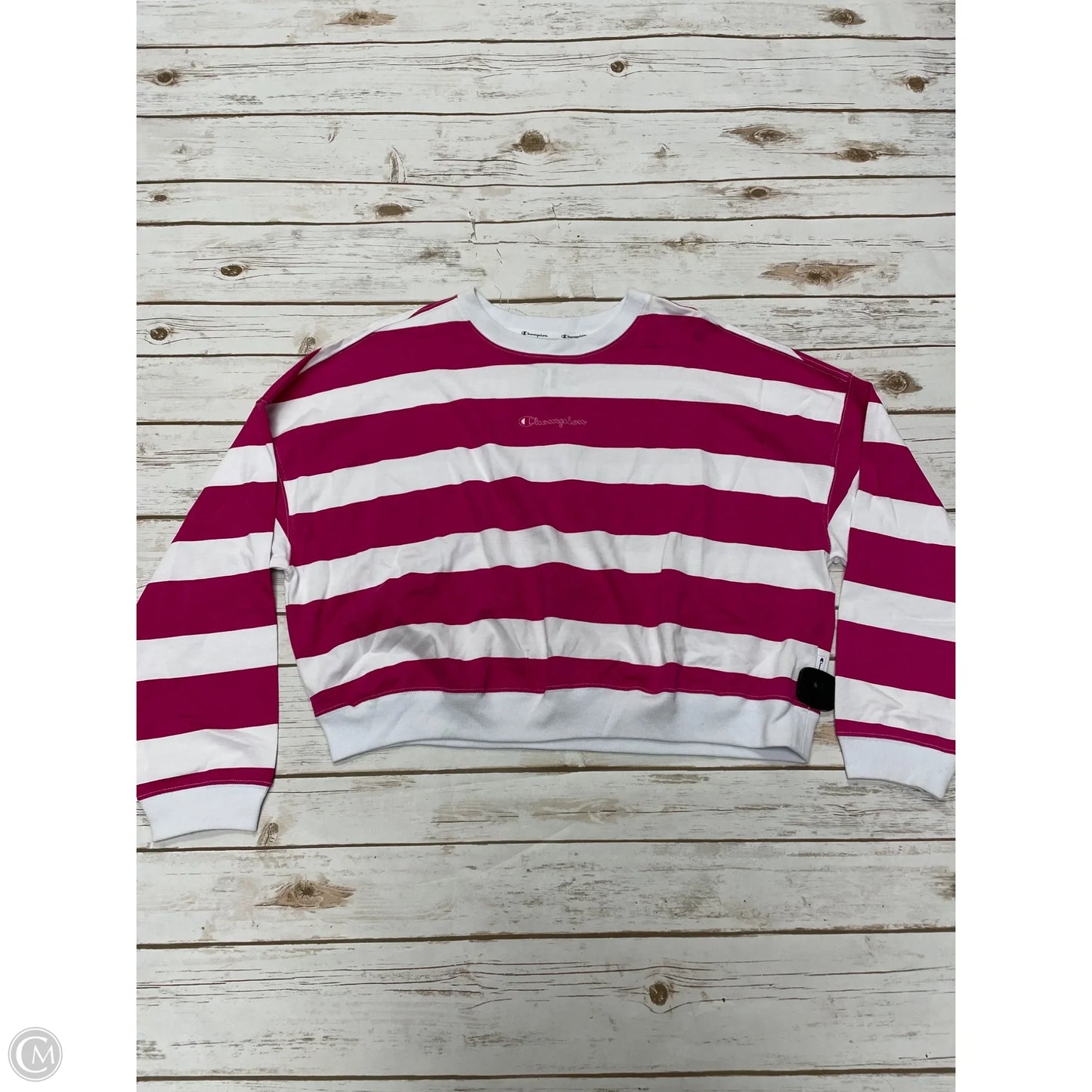 Athletic Top Long Sleeve Crewneck By Champion In Striped Pattern, Size: L