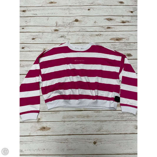 Athletic Top Long Sleeve Crewneck By Champion In Striped Pattern, Size: L