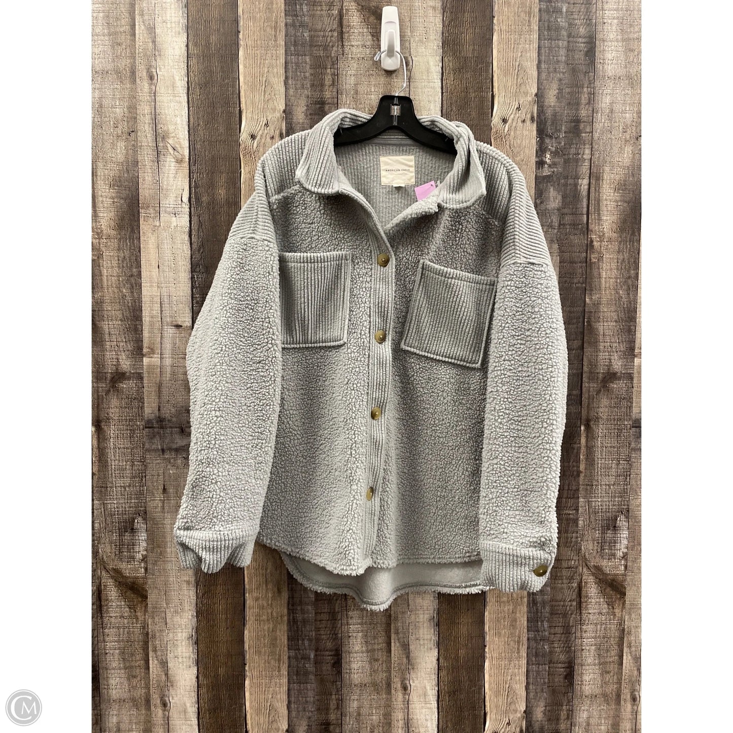 Jacket Shirt By American Eagle In Grey, Size: M