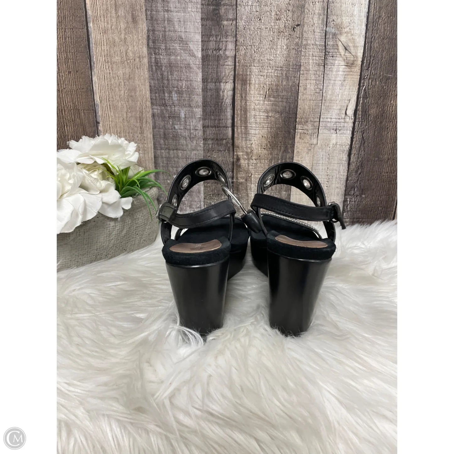 Sandals Heels Wedge By Donald Pliner In Black, Size: 6.5