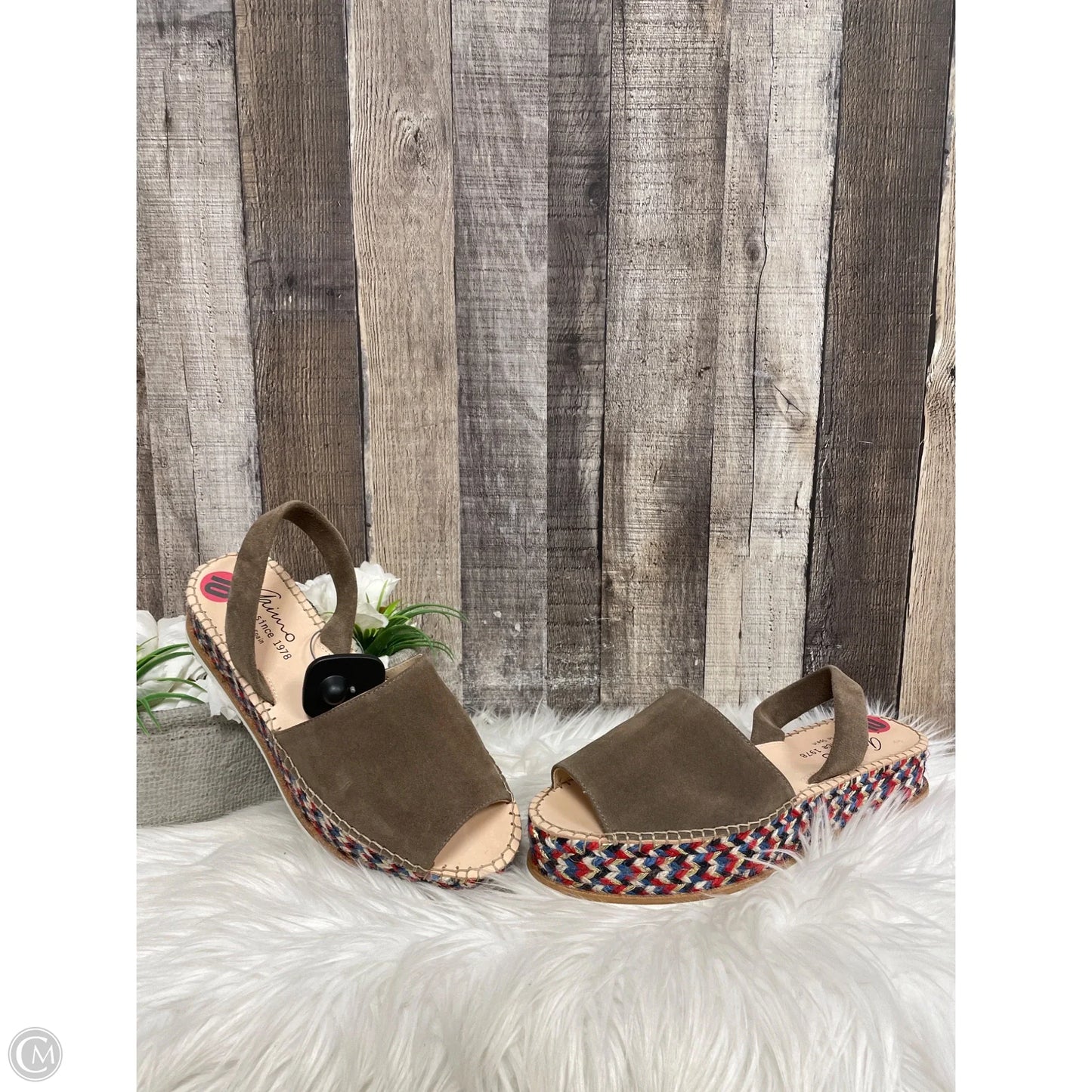 Sandals Heels Wedge By Cme In Tan, Size: 10