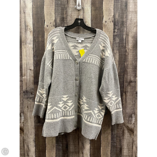 Sweater Cardigan By Coldwater Creek In Grey & White, Size: M