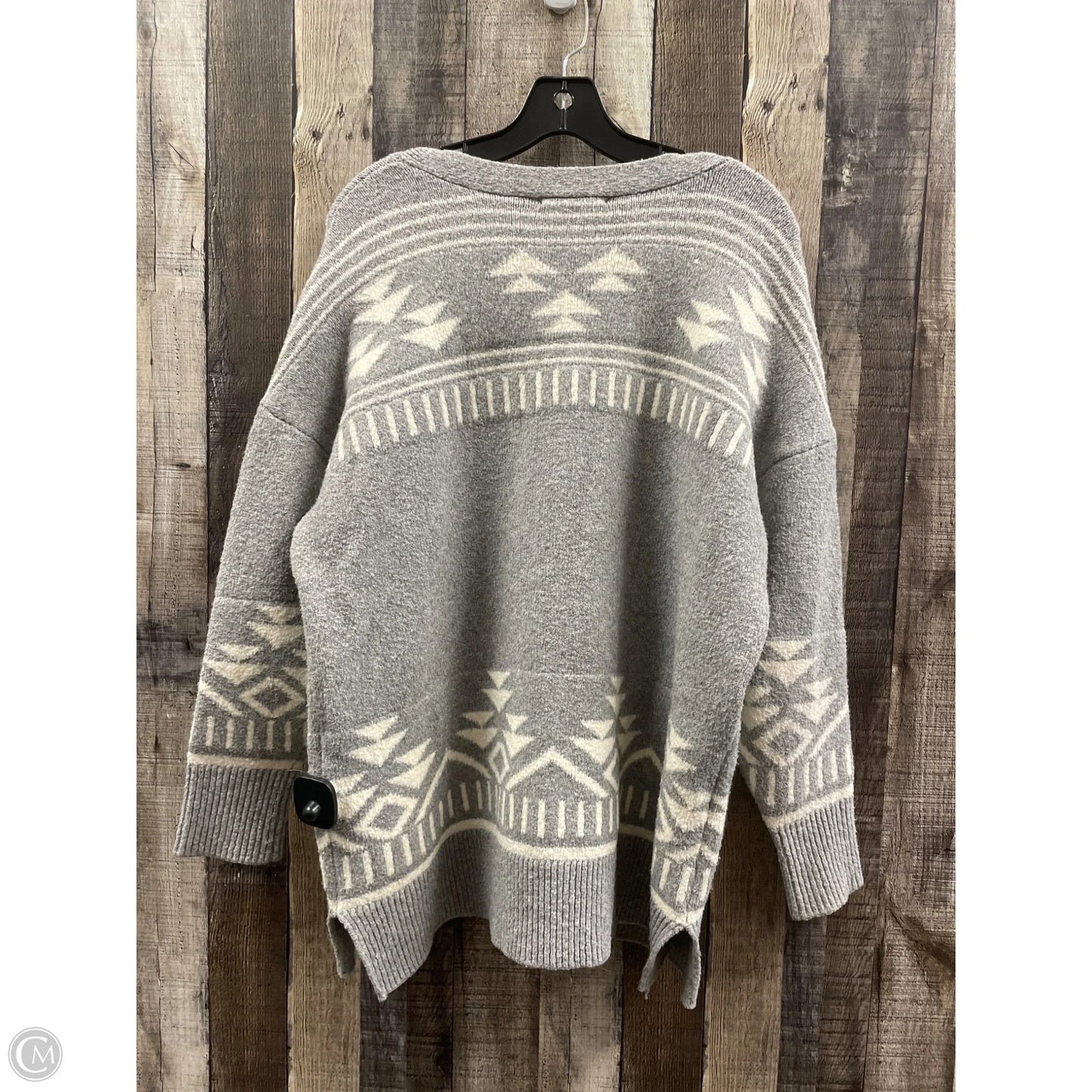 Sweater Cardigan By Coldwater Creek In Grey & White, Size: M