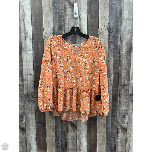 Top Long Sleeve By Pleione In Orange, Size: Xs