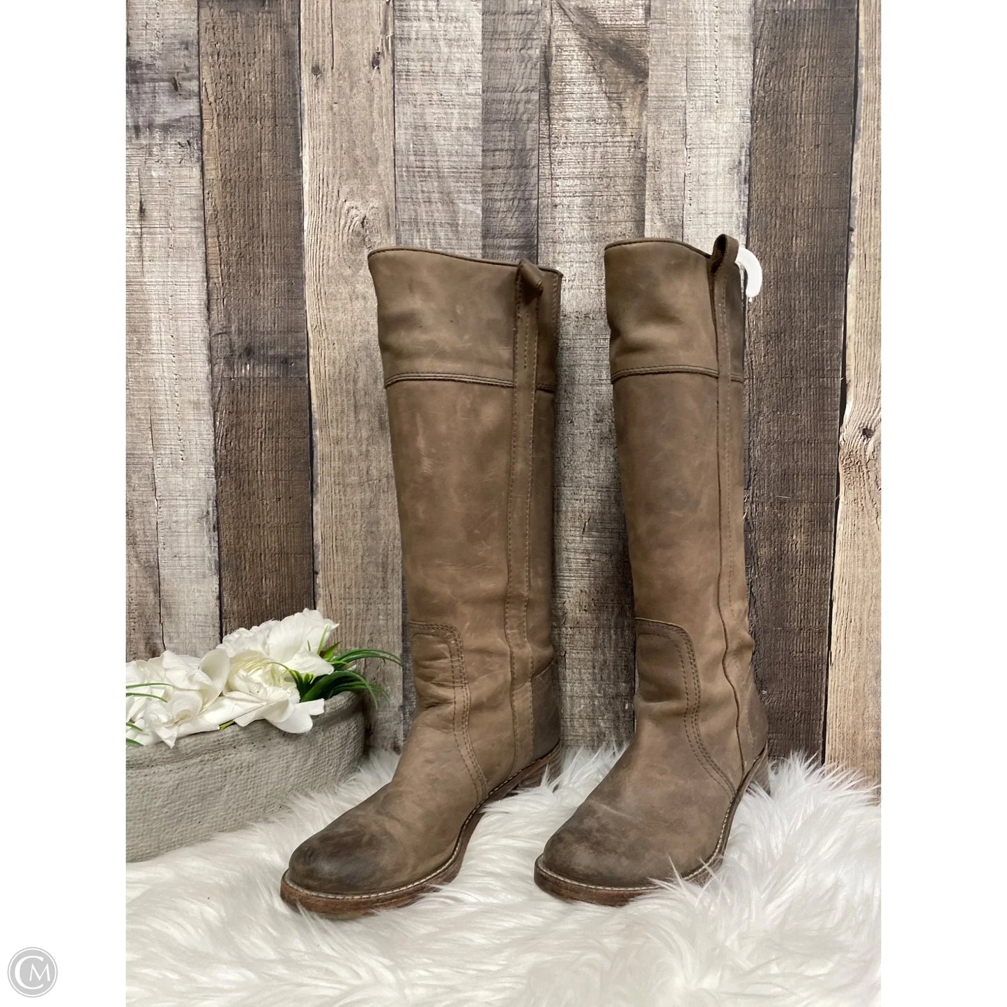 Boots Knee Heels By Halogen In Taupe, Size: 6.5
