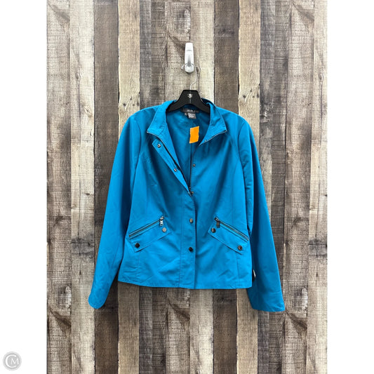 Jacket Windbreaker By Per Se In Blue, Size: S