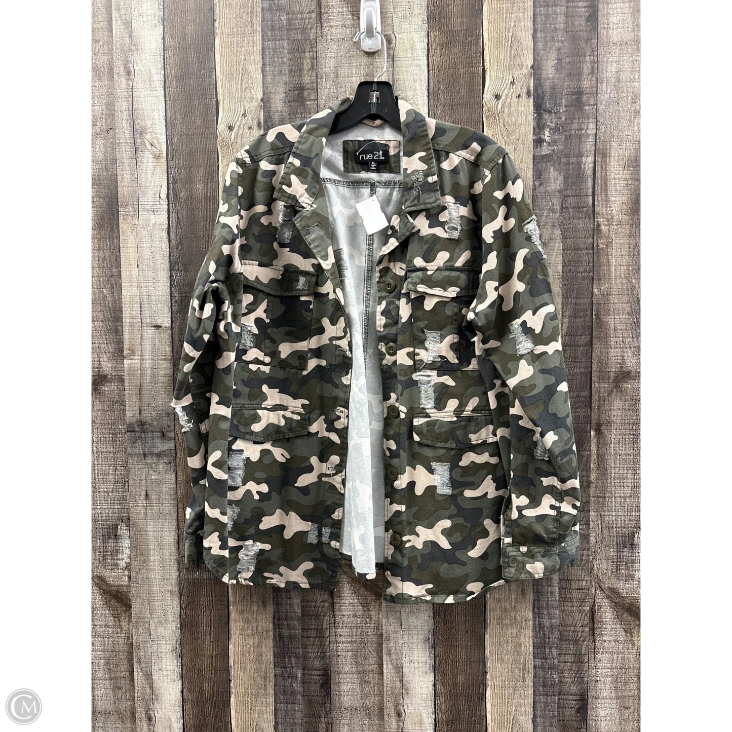 Jacket Shirt By Rue 21 In Camouflage Print, Size: Xl