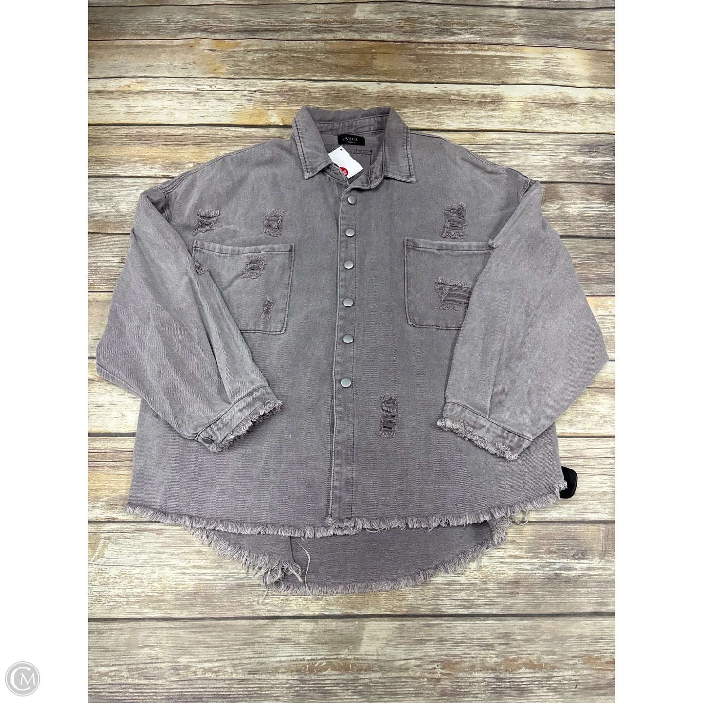 Jacket Shirt By Vici In Grey, Size: S
