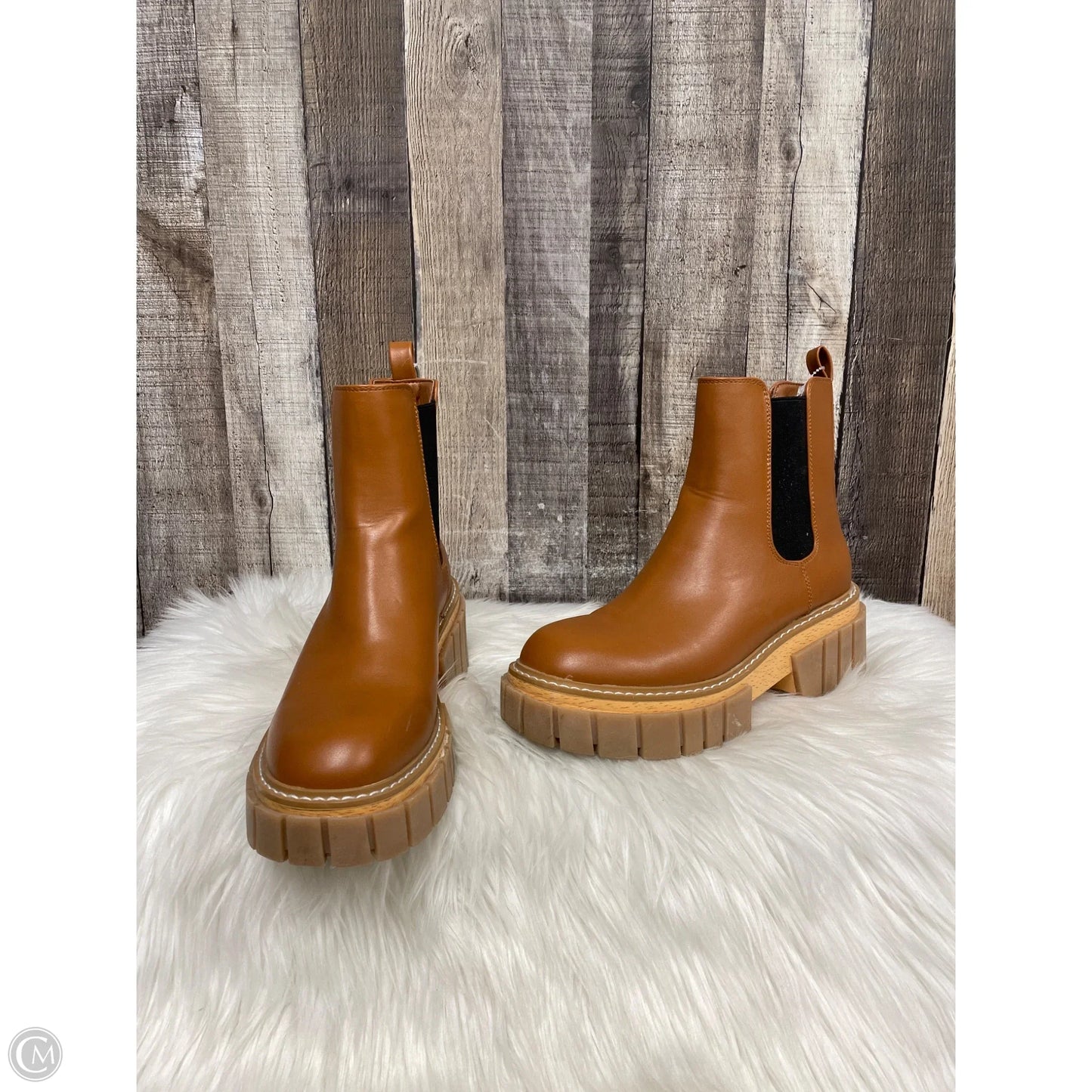 Boots Ankle Heels By Madden Girl In Tan, Size: 6.5