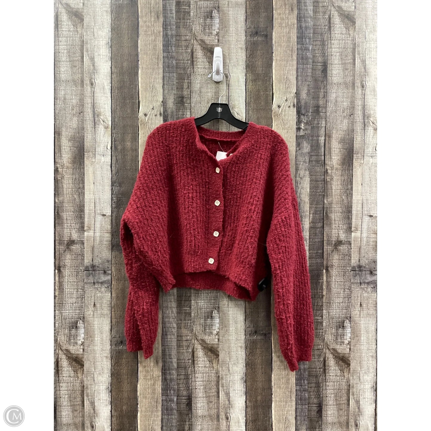 Sweater Cardigan By Cider In Red, Size: M