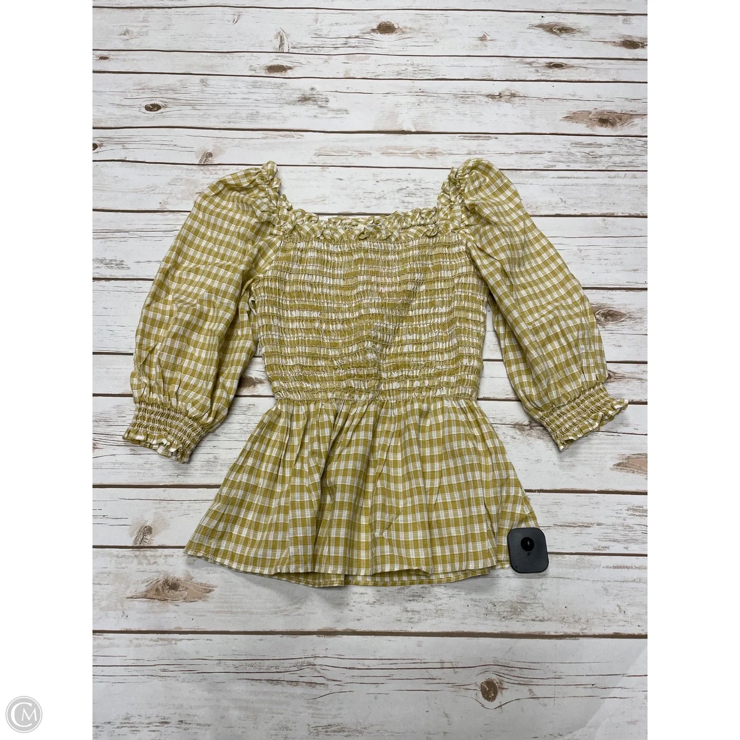 Top Short Sleeve By Max Studio In Plaid Pattern, Size: L