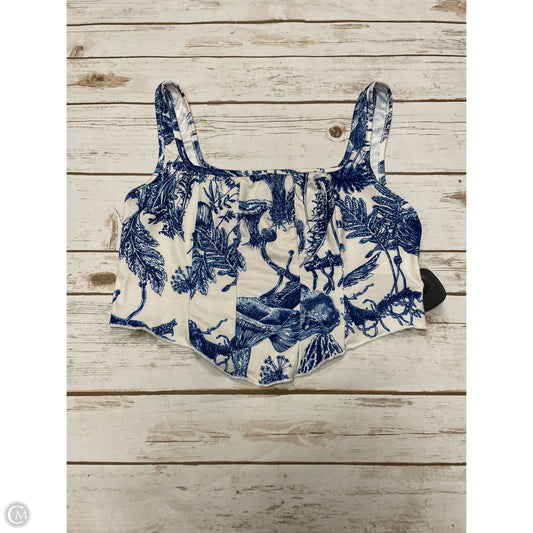 Top Sleeveless By Shein In Blue & White, Size: L