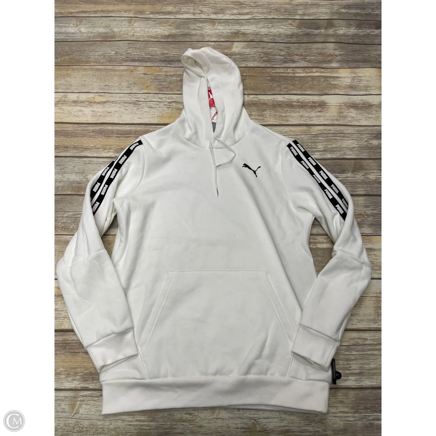 Athletic Sweatshirt Hoodie By Puma In White, Size: M