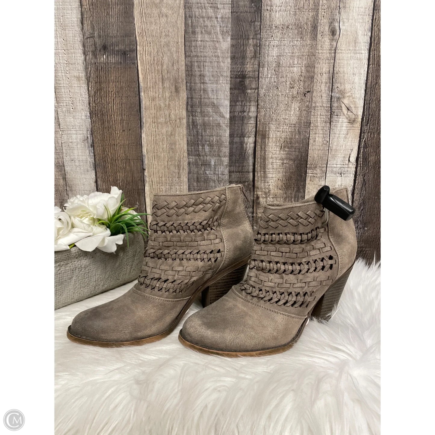 Boots Ankle Heels By Fergalicious In Grey, Size: 7.5