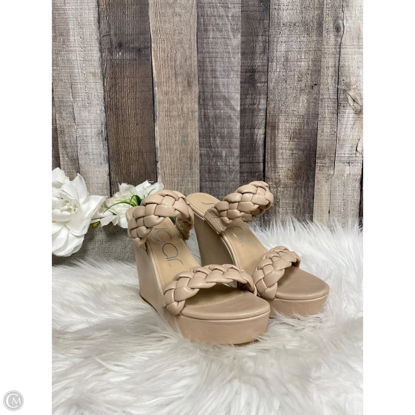 Sandals Heels Wedge By Sugar In Tan, Size: 6.5