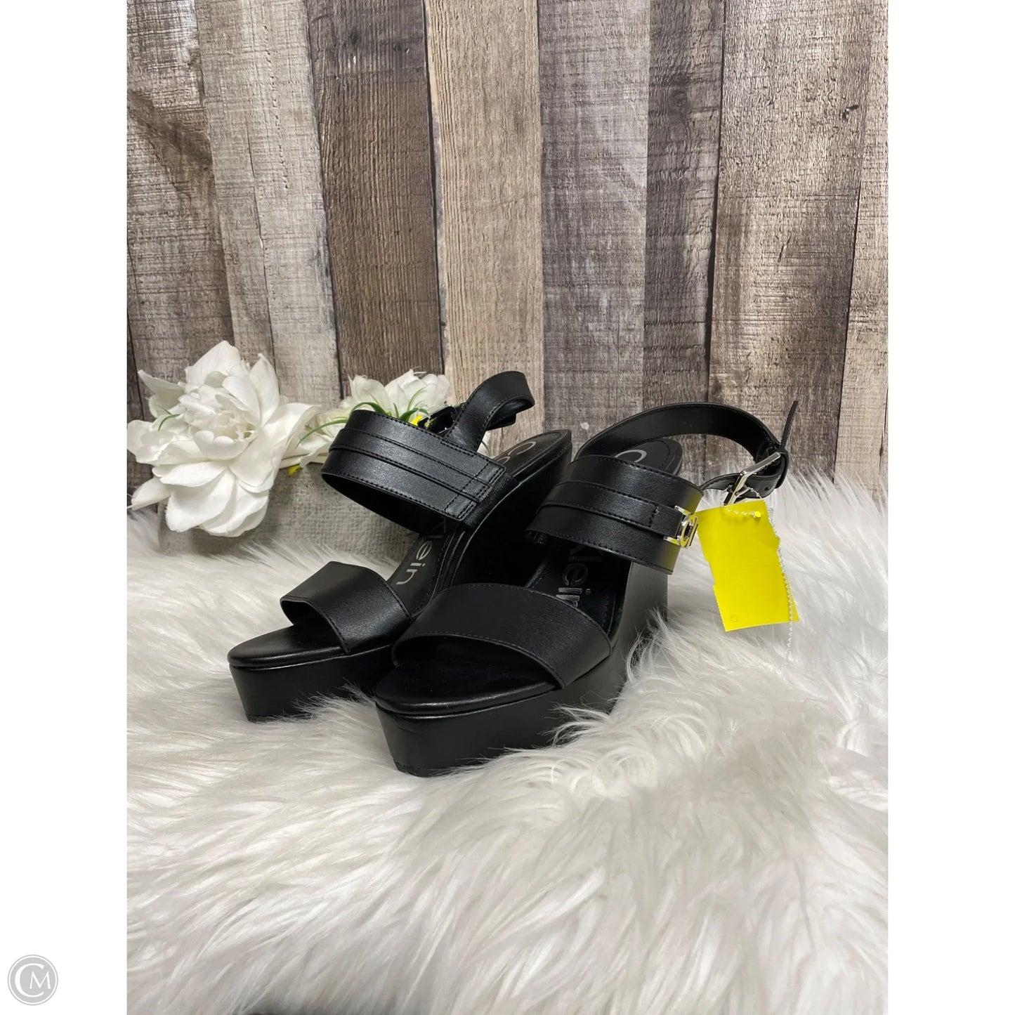 Sandals Heels Wedge By Calvin Klein In Black, Size: 7