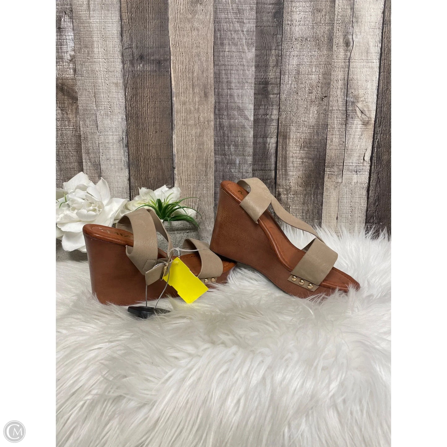 Sandals Heels Wedge By Mia In Tan, Size: 7