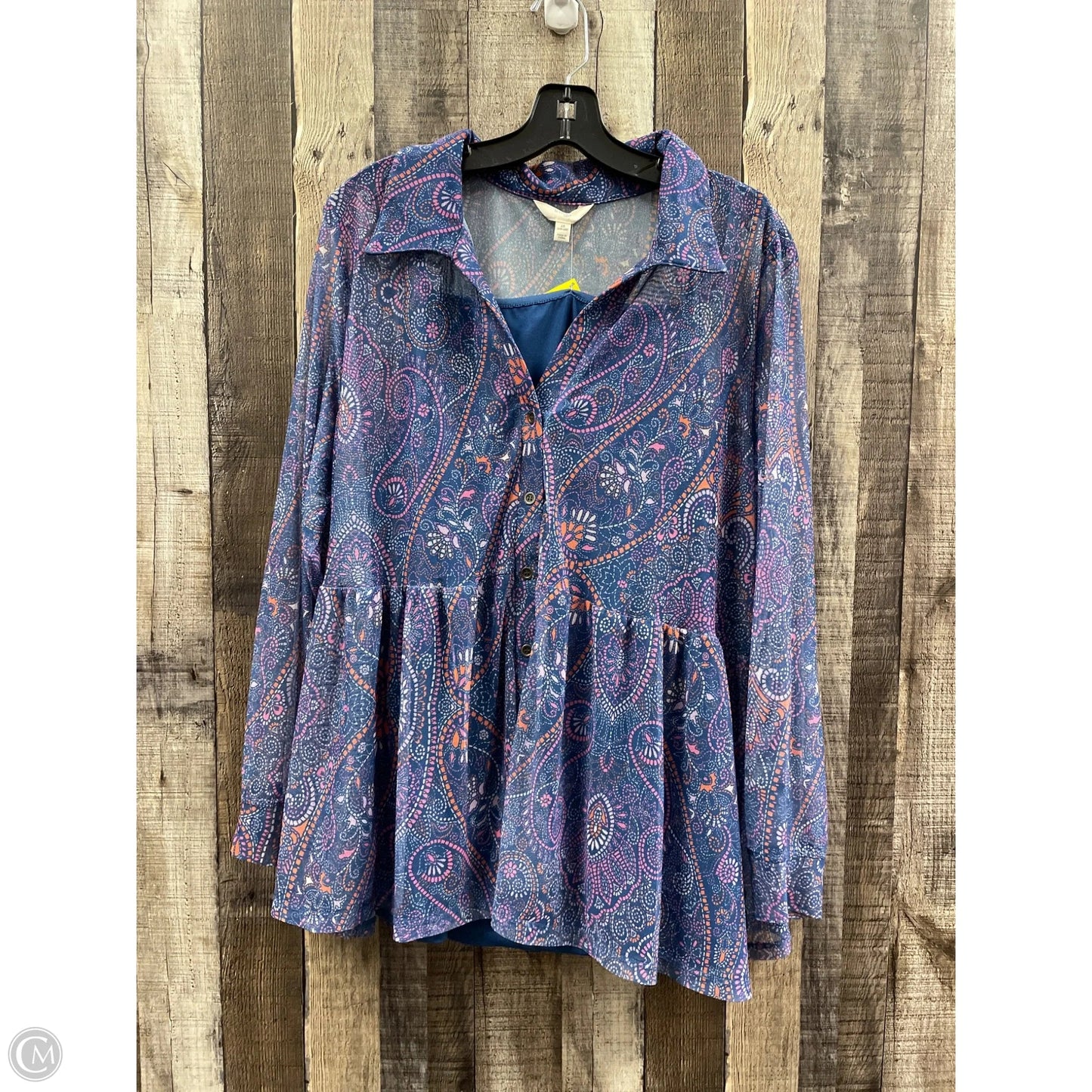 Top Long Sleeve By Terra & Sky In Multi-colored, Size: 2x