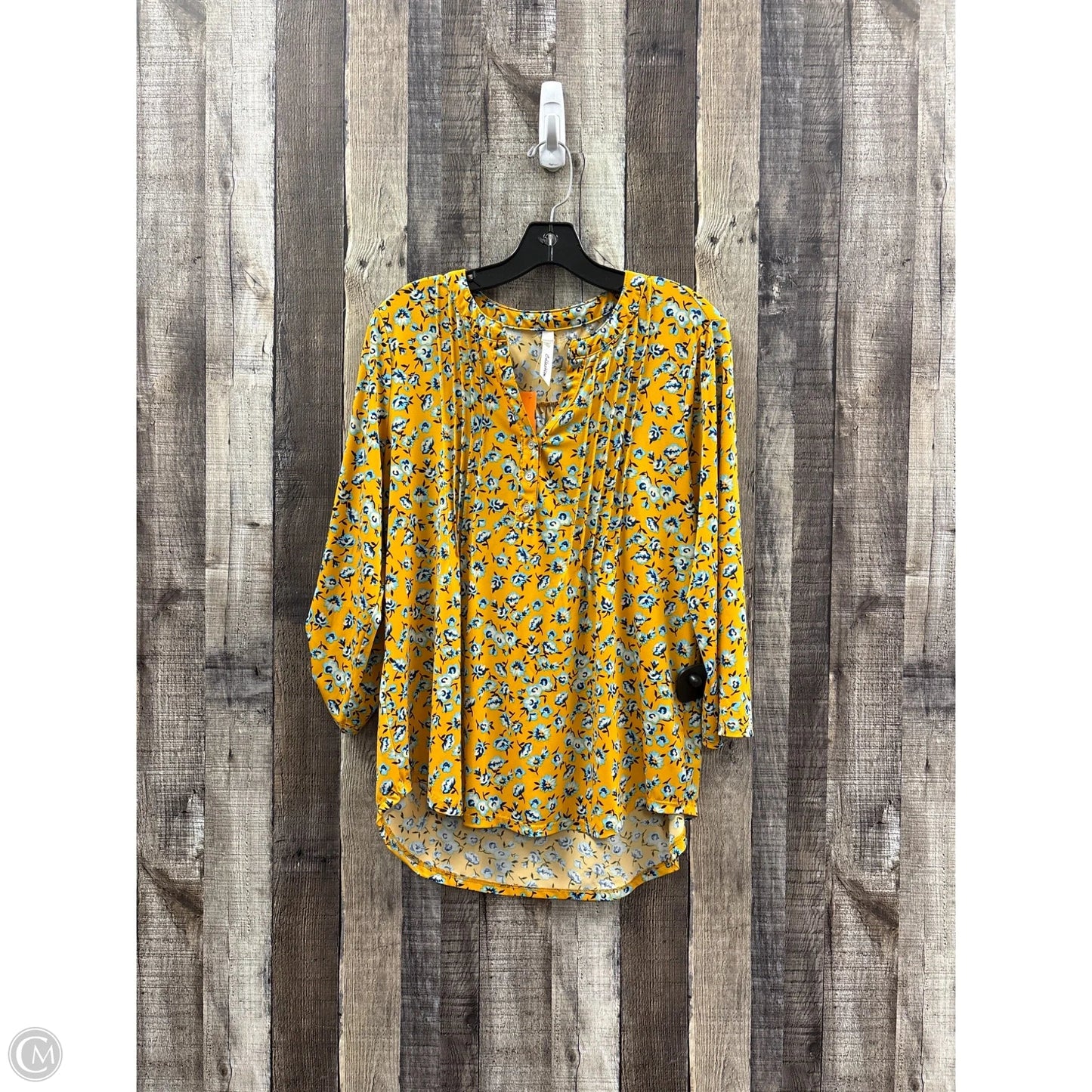 Top 3/4 Sleeve By Ny Collection In Yellow, Size: M