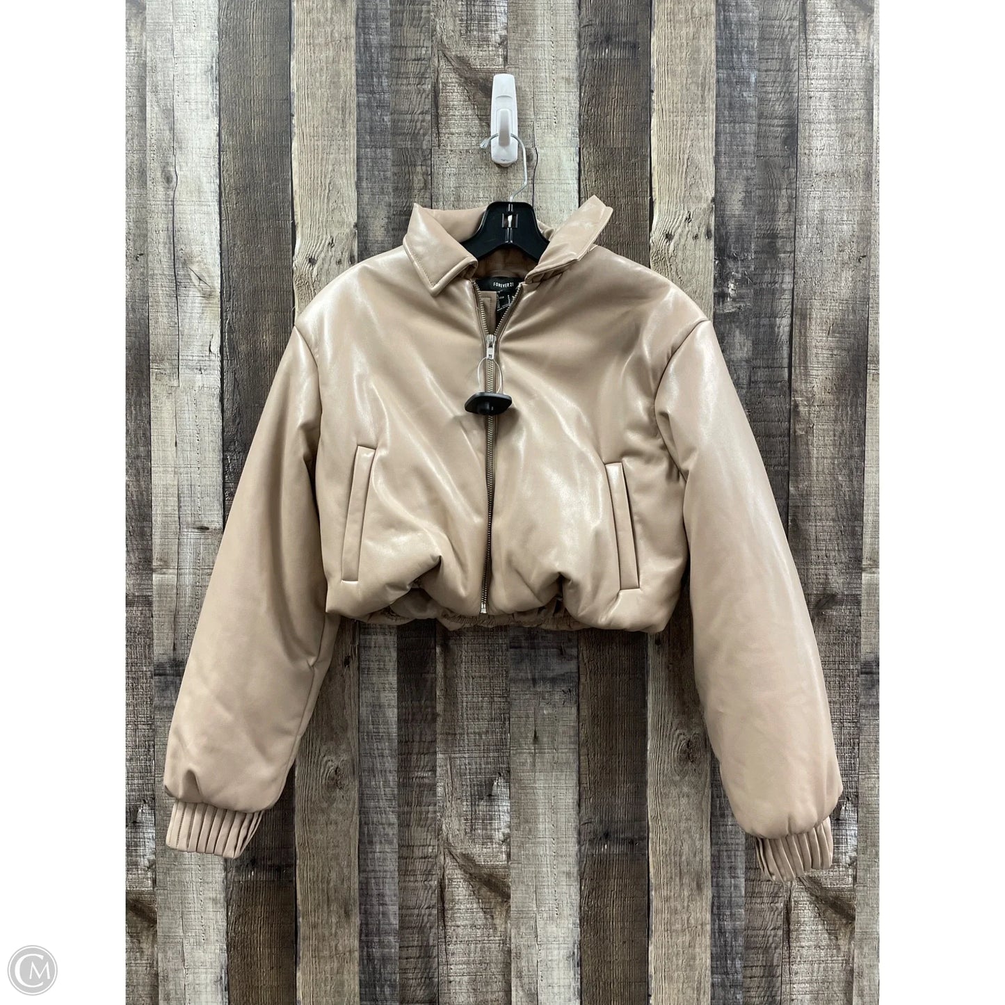 Jacket Puffer & Quilted By Forever 21 In Tan, Size: S