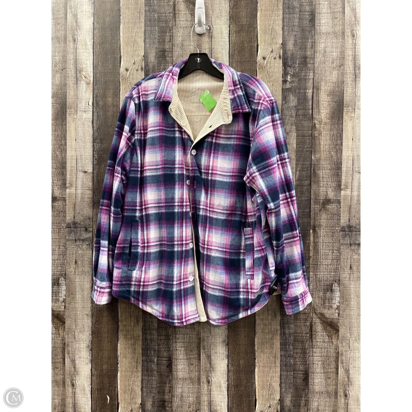 Jacket Shirt By Coffee Shop In Plaid Pattern, Size: L