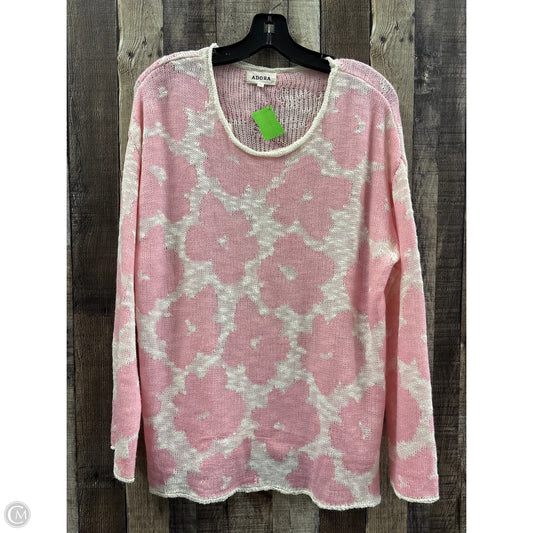 Sweater By Adora In Pink & White, Size: S