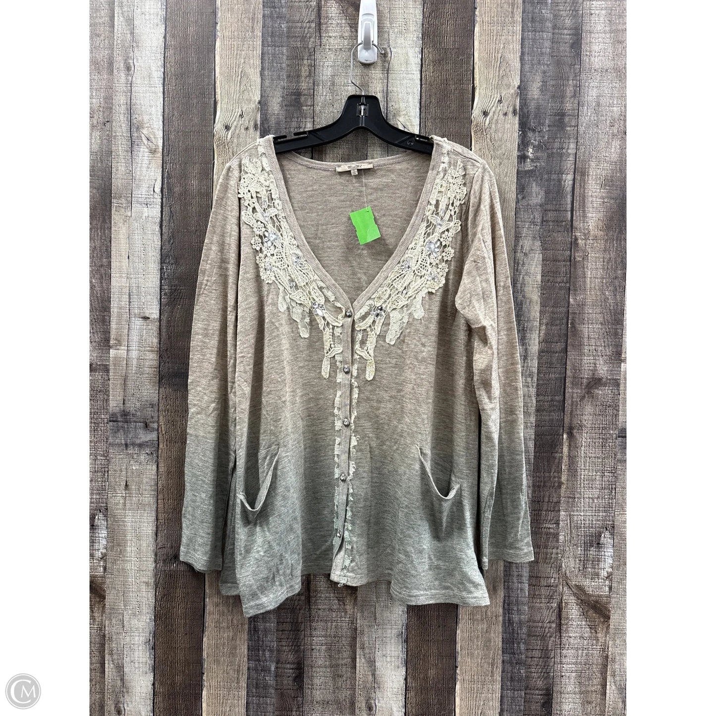 Tunic Long Sleeve By Miss Me In Tan, Size: L
