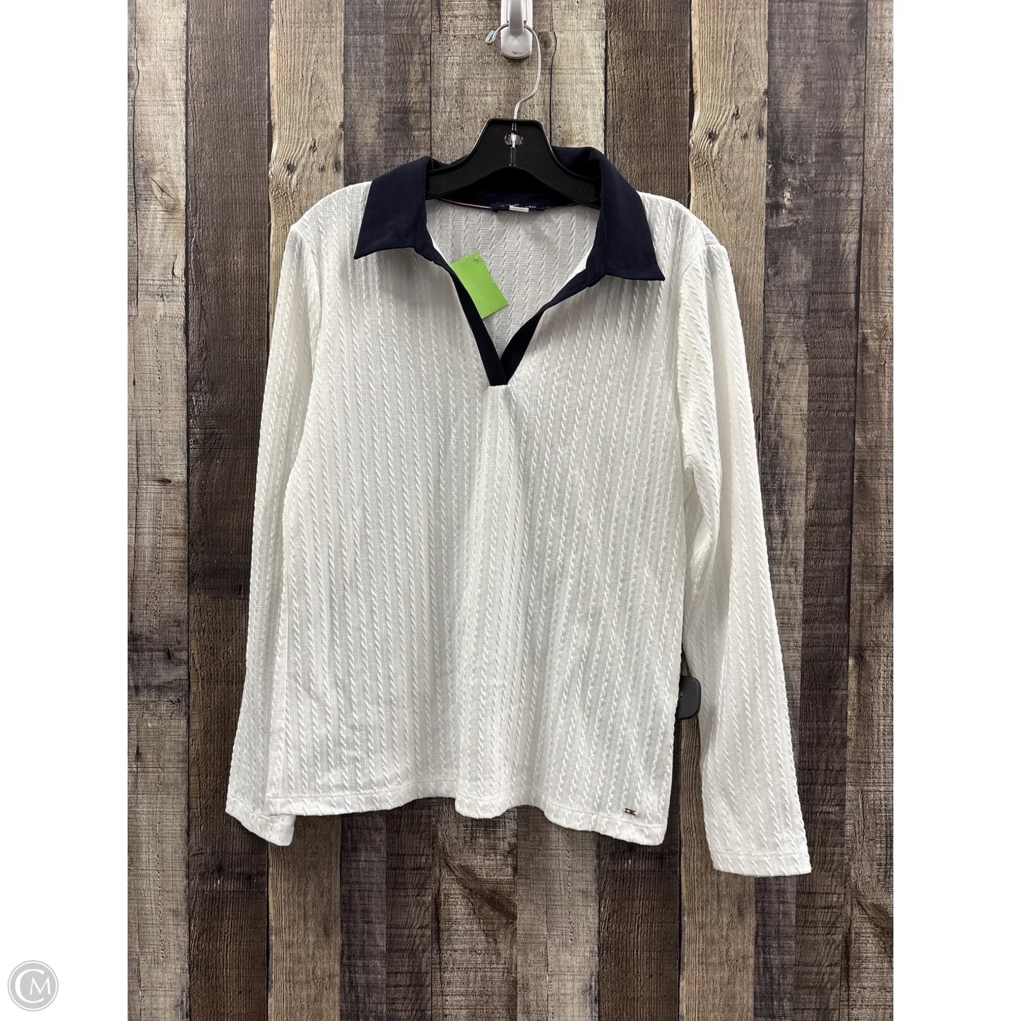 Top Long Sleeve By Tommy Hilfiger In Blue & White, Size: M