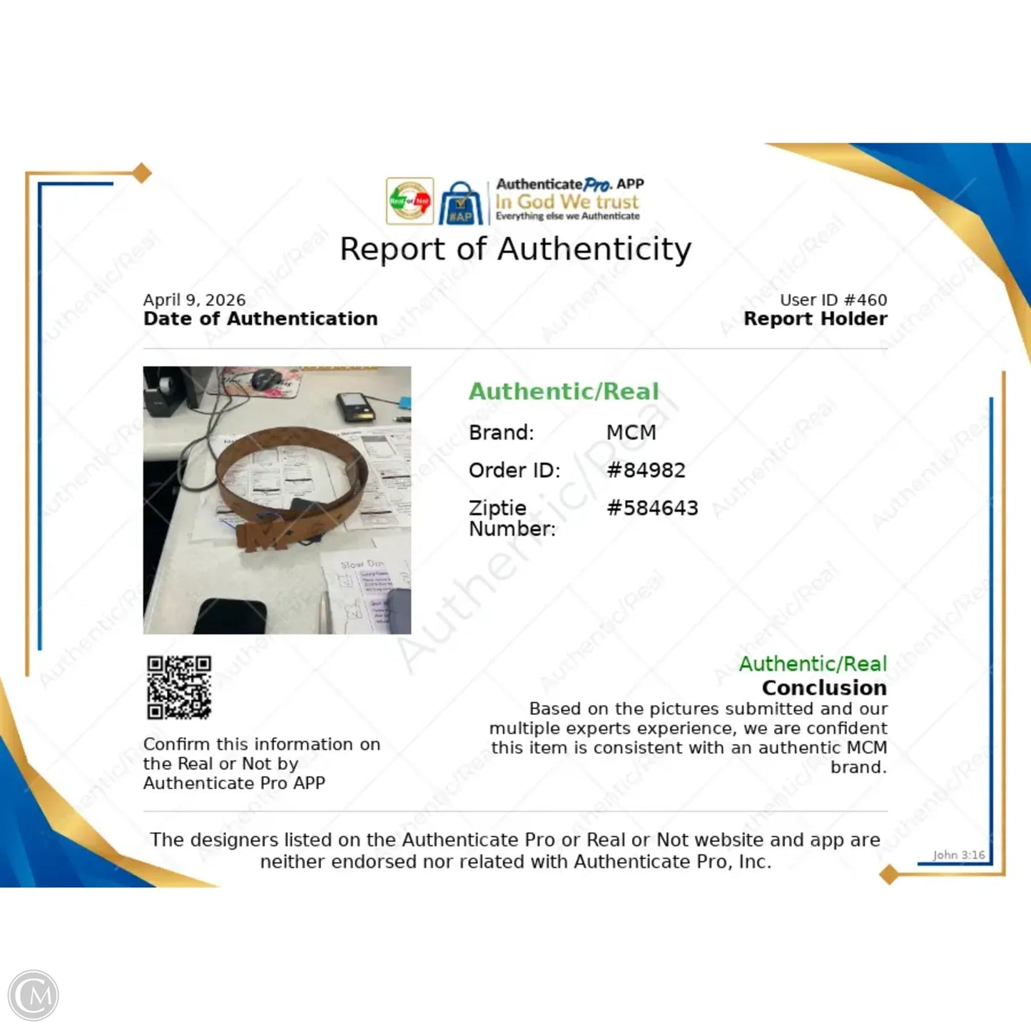 Belt Luxury Designer By Mcm, Size: Small