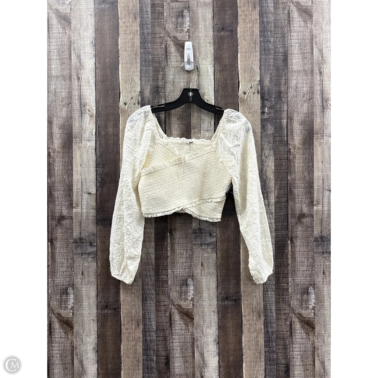 Top Long Sleeve By American Eagle In Cream, Size: S